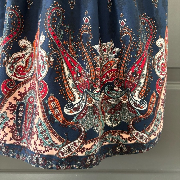 Anthropologie Band of Gypsies Mini Boho Bustier Corset Blue Paisley Dress size S - Picture 7 of 7